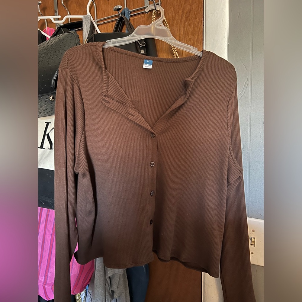 Brown button up sweater